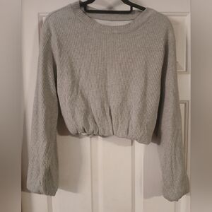 NWOT - Vintage Havana Grey Ribbed Long Sleeve Crop Sweater Size Small